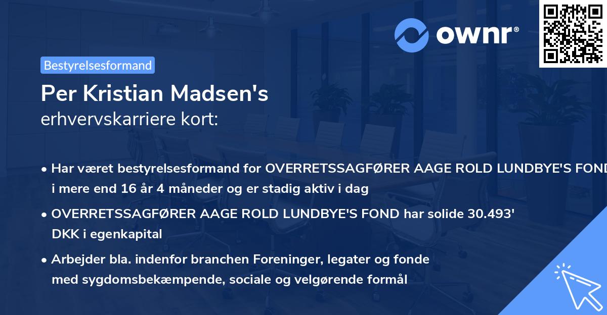 Per Kristian Madsen's erhvervskarriere kort