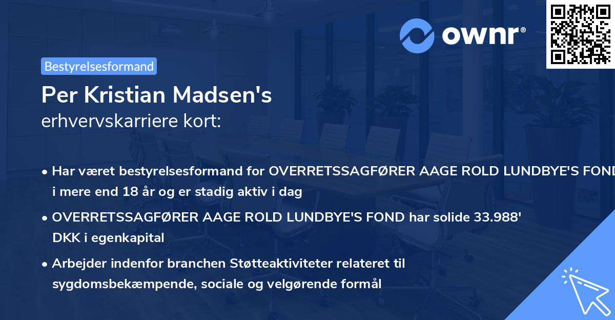 Per Kristian Madsen's erhvervskarriere kort