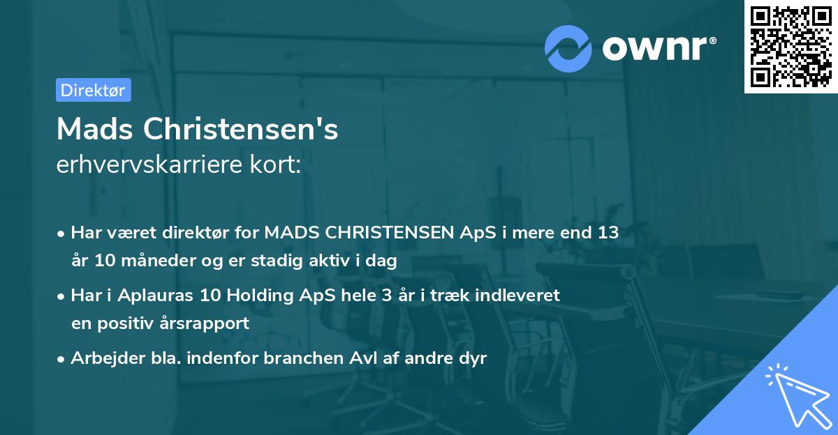 Mads Christensen's erhvervskarriere kort