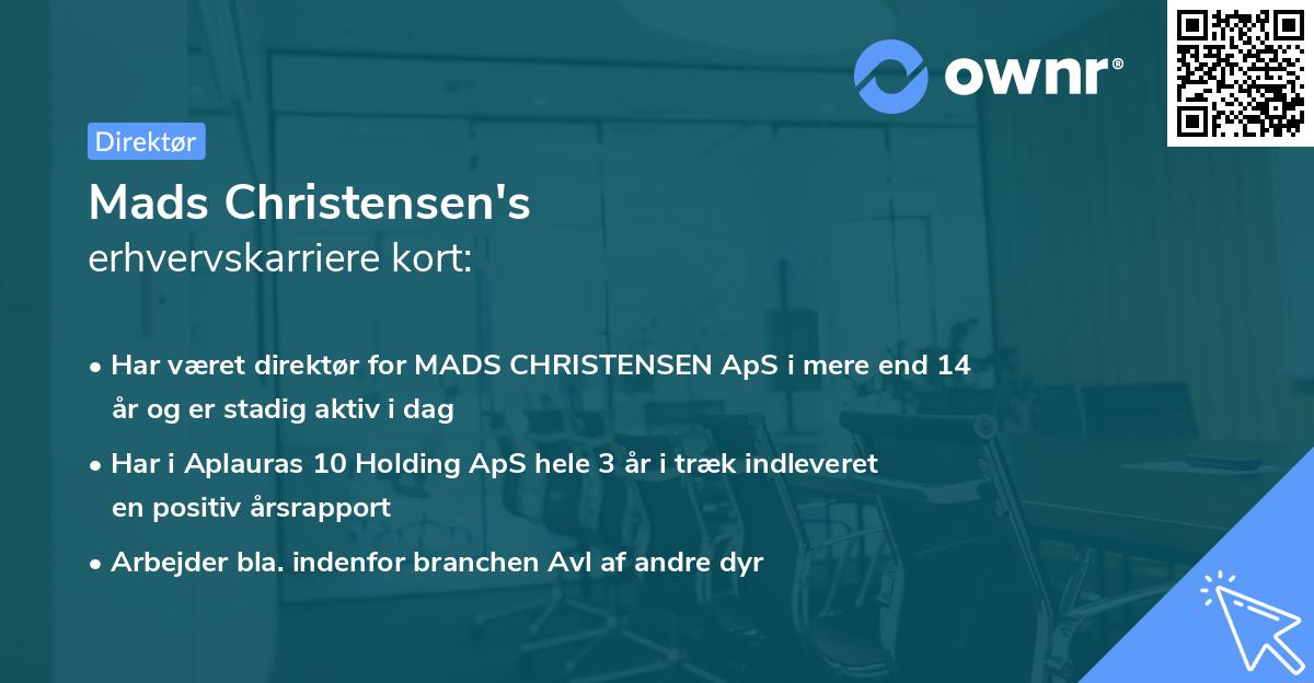 Mads Christensen's erhvervskarriere kort