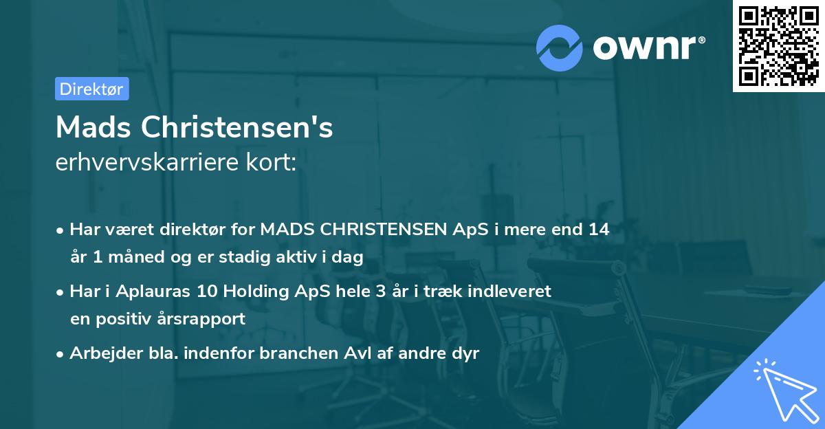 Mads Christensen's erhvervskarriere kort