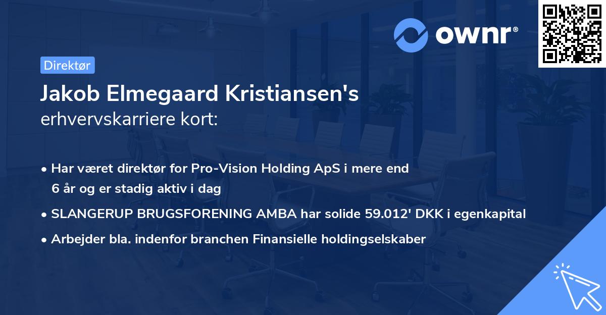 Jakob Elmegaard Kristiansen's erhvervskarriere kort