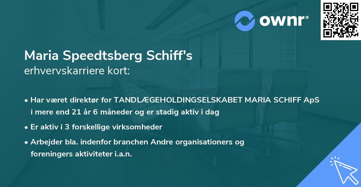 Maria Speedtsberg Schiff's erhvervskarriere kort