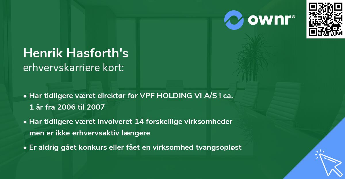Henrik Hasforth's erhvervskarriere kort