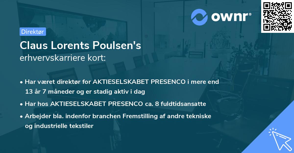 Claus Lorents Poulsen's erhvervskarriere kort