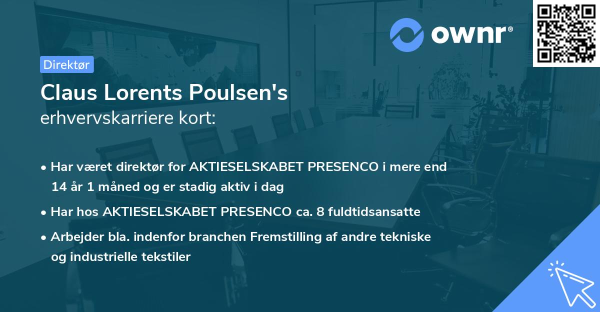 Claus Lorents Poulsen's erhvervskarriere kort