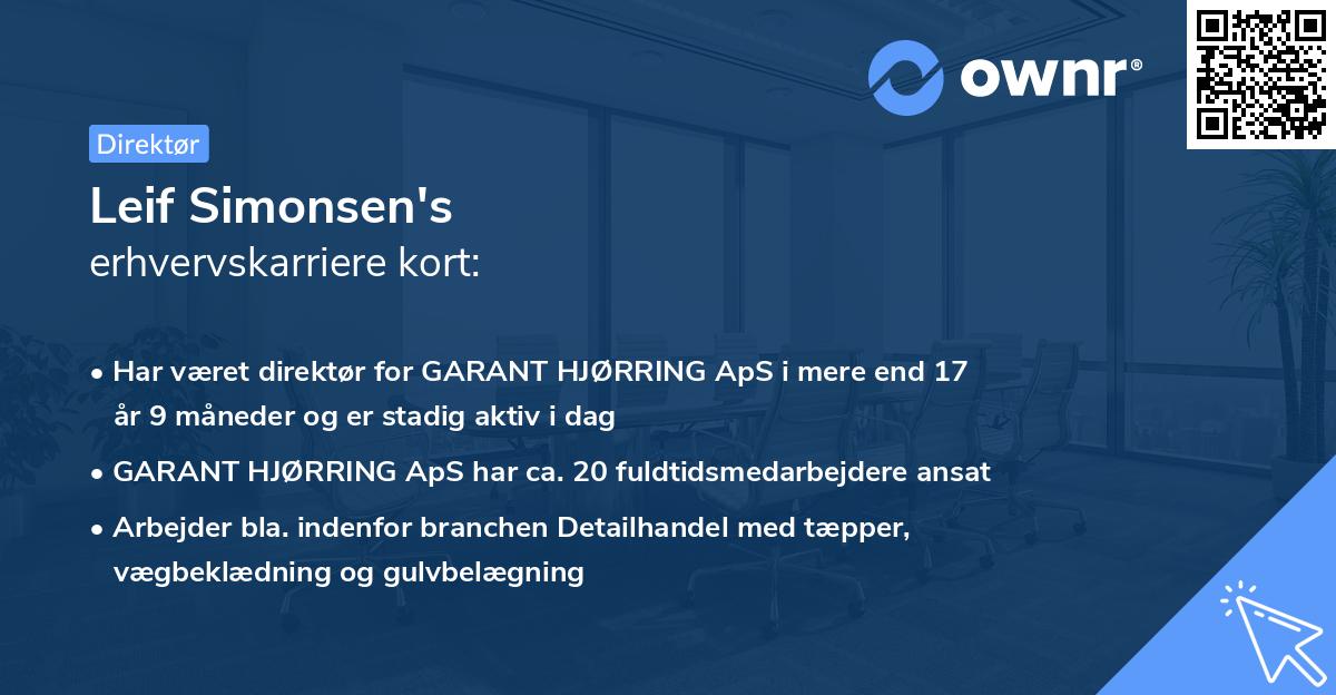 Leif Simonsen's erhvervskarriere kort