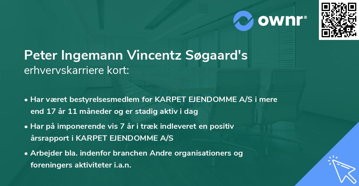 Peter Ingemann Vincentz Søgaard's erhvervskarriere kort