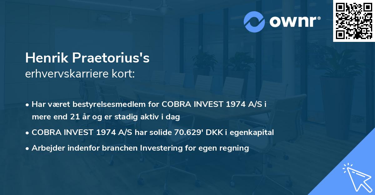 Henrik Praetorius's erhvervskarriere kort