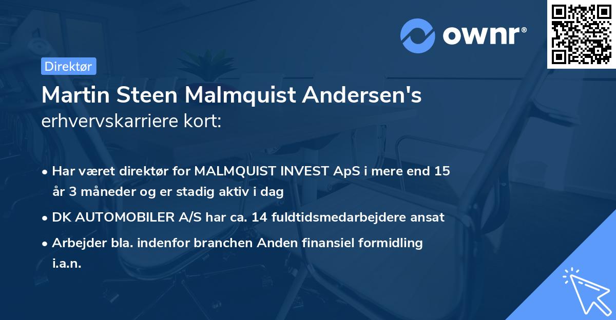 Martin Steen Malmquist Andersen's erhvervskarriere kort