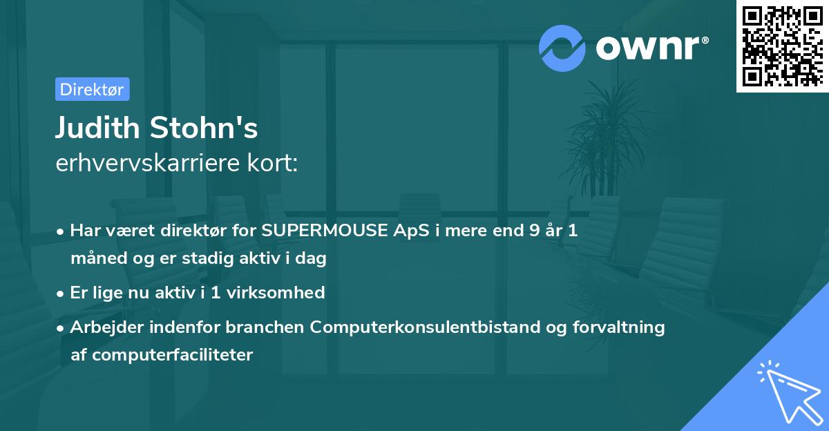 Judith Stohn's erhvervskarriere kort