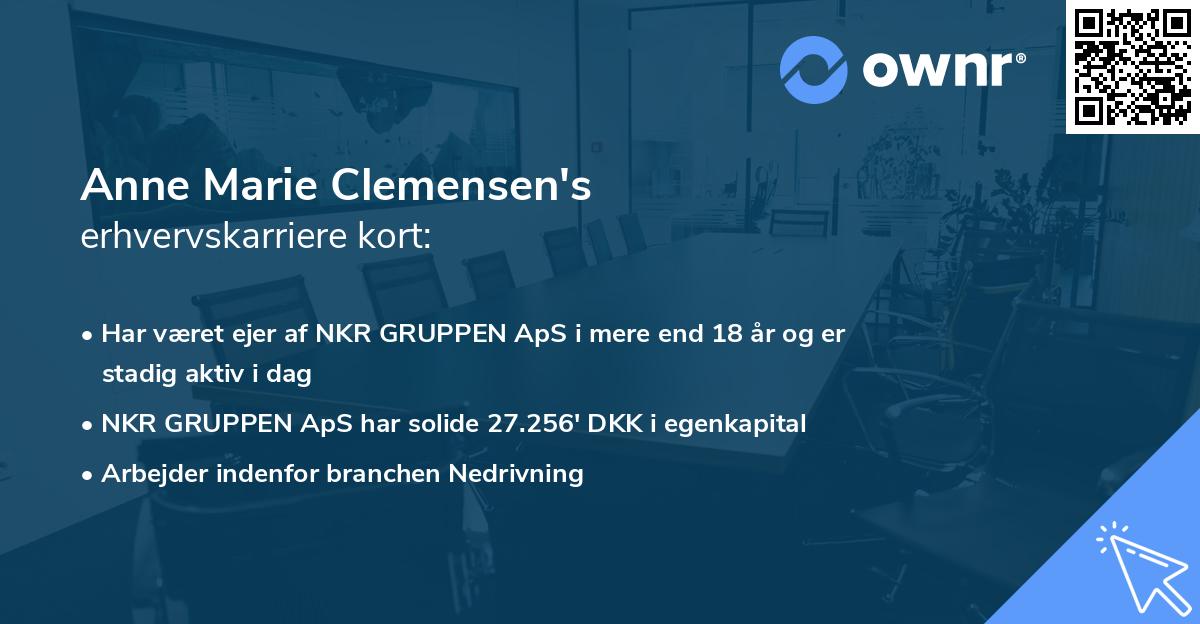 Anne Marie Clemensen's erhvervskarriere kort