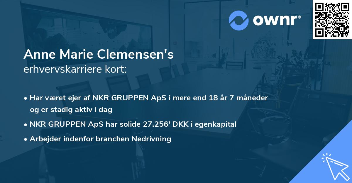 Anne Marie Clemensen's erhvervskarriere kort