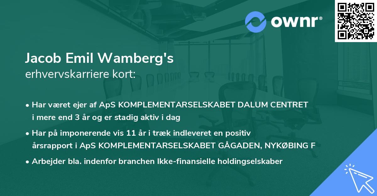 Jacob Emil Wamberg's erhvervskarriere kort