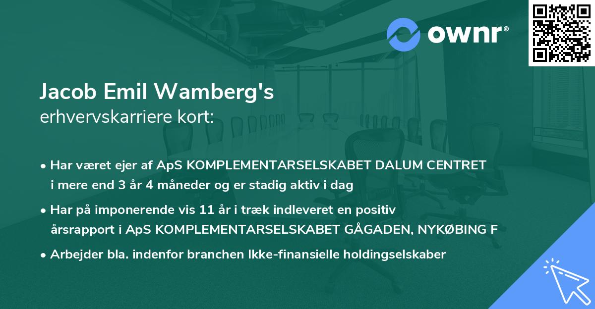 Jacob Emil Wamberg's erhvervskarriere kort