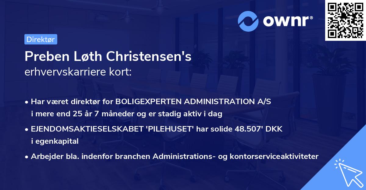 Preben Løth Christensen's erhvervskarriere kort