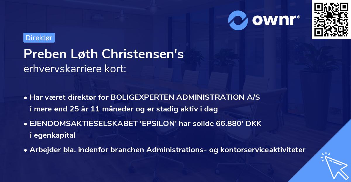 Preben Løth Christensen's erhvervskarriere kort