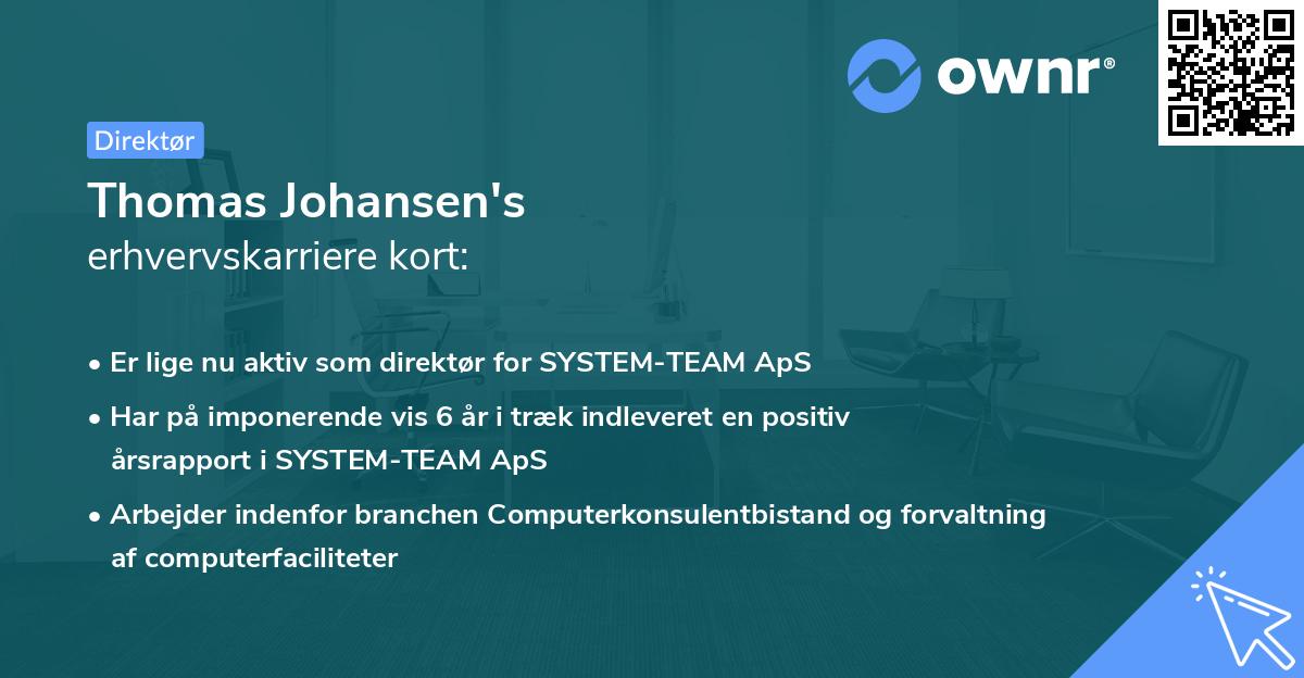 Thomas Johansen's erhvervskarriere kort