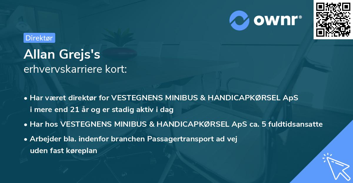 Allan Grejs's erhvervskarriere kort