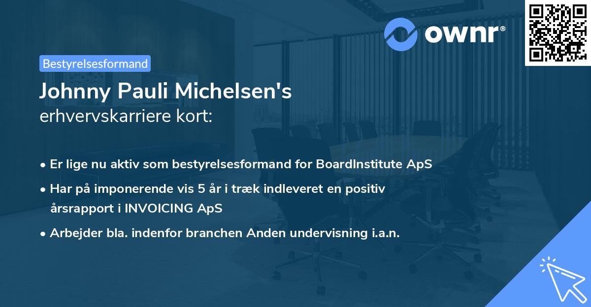 Johnny Pauli Michelsen's erhvervskarriere kort