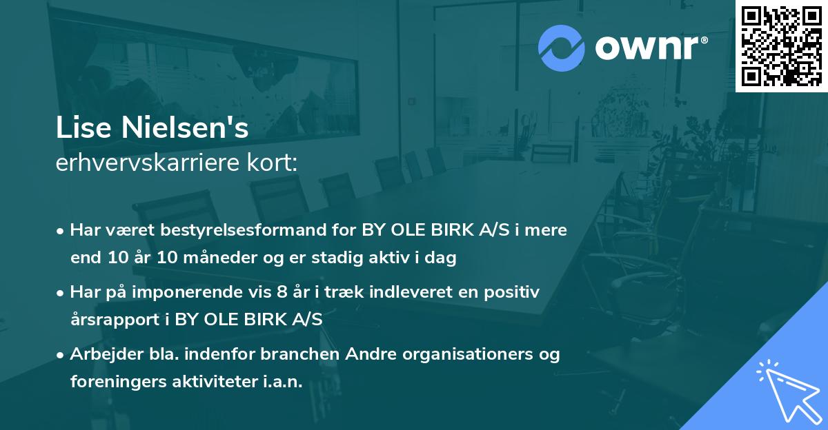 Lise Nielsen's erhvervskarriere kort