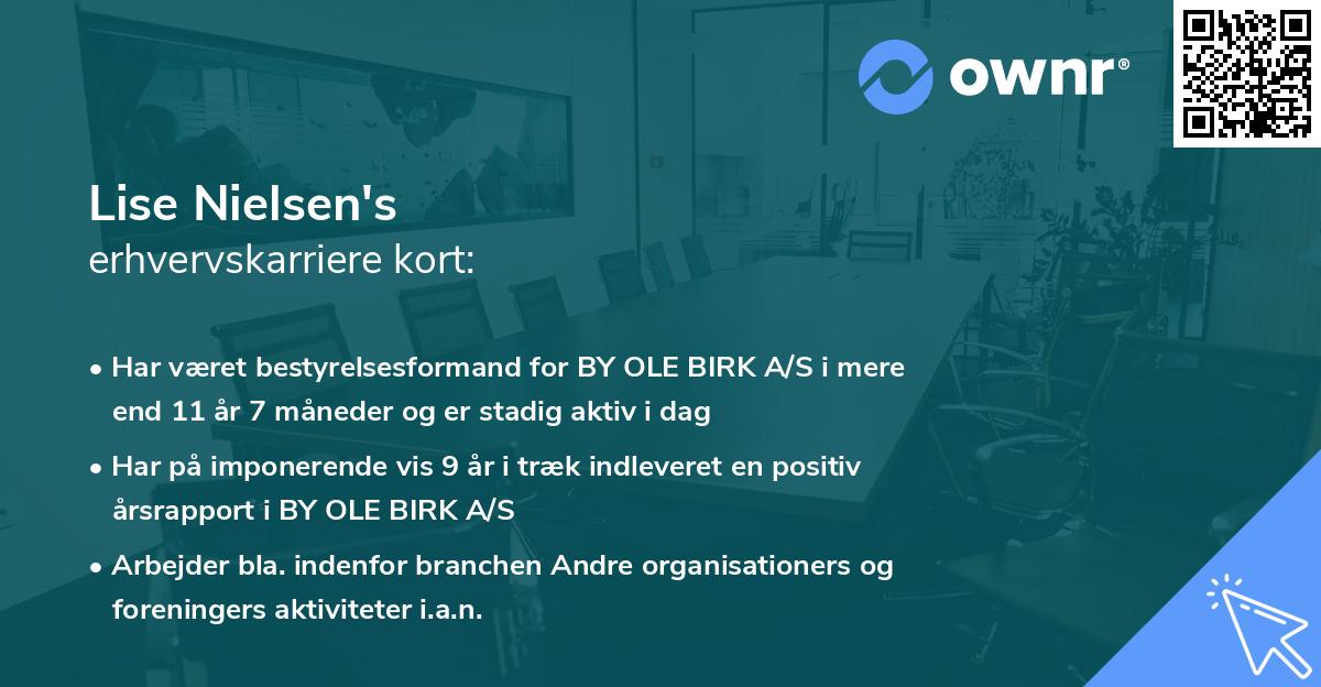 Lise Nielsen's erhvervskarriere kort