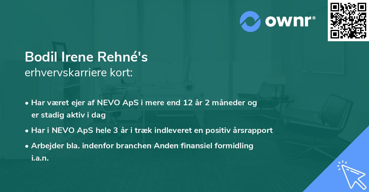 Bodil Irene Rehné's erhvervskarriere kort