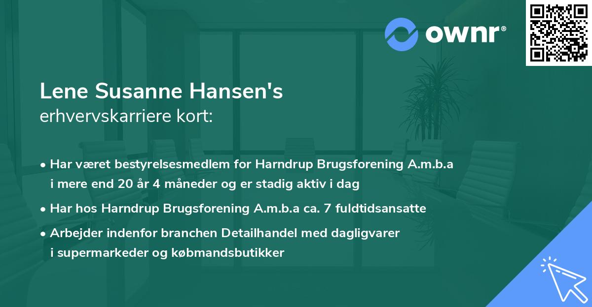 Lene Susanne Hansen's erhvervskarriere kort