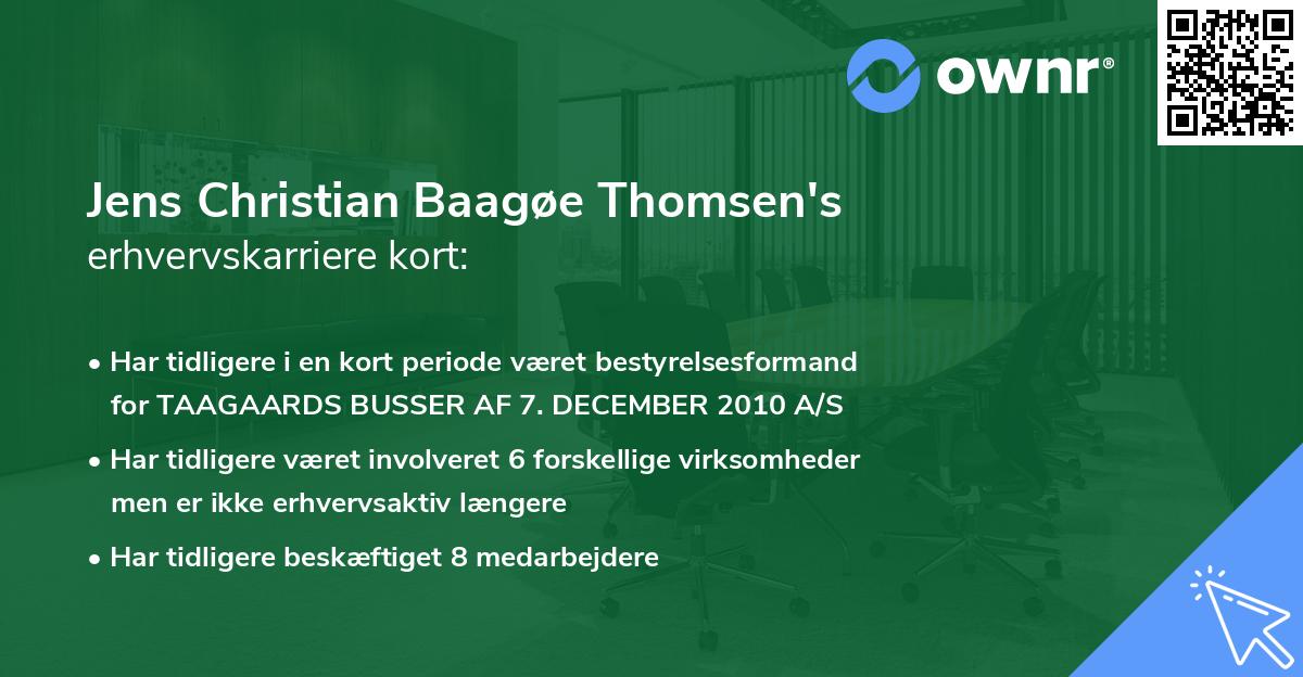 Jens Christian Baagøe Thomsen's erhvervskarriere kort
