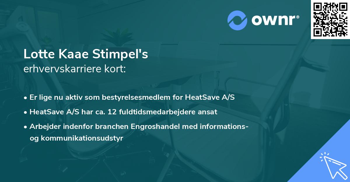 Lotte Kaae Stimpel's erhvervskarriere kort