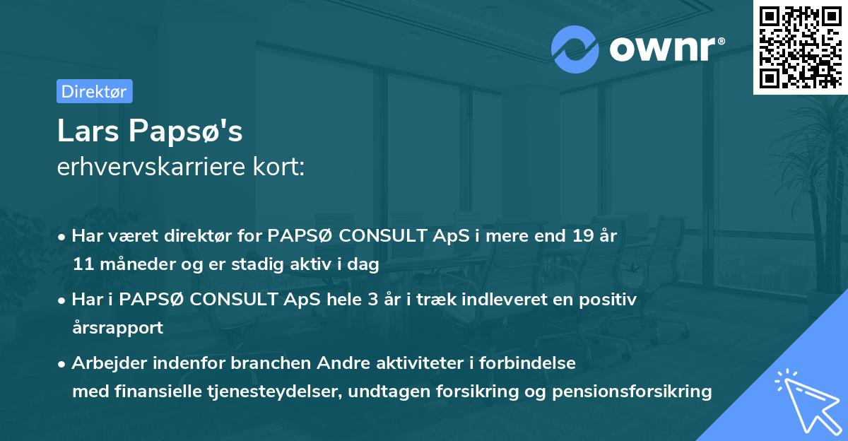 Lars Papsø's erhvervskarriere kort