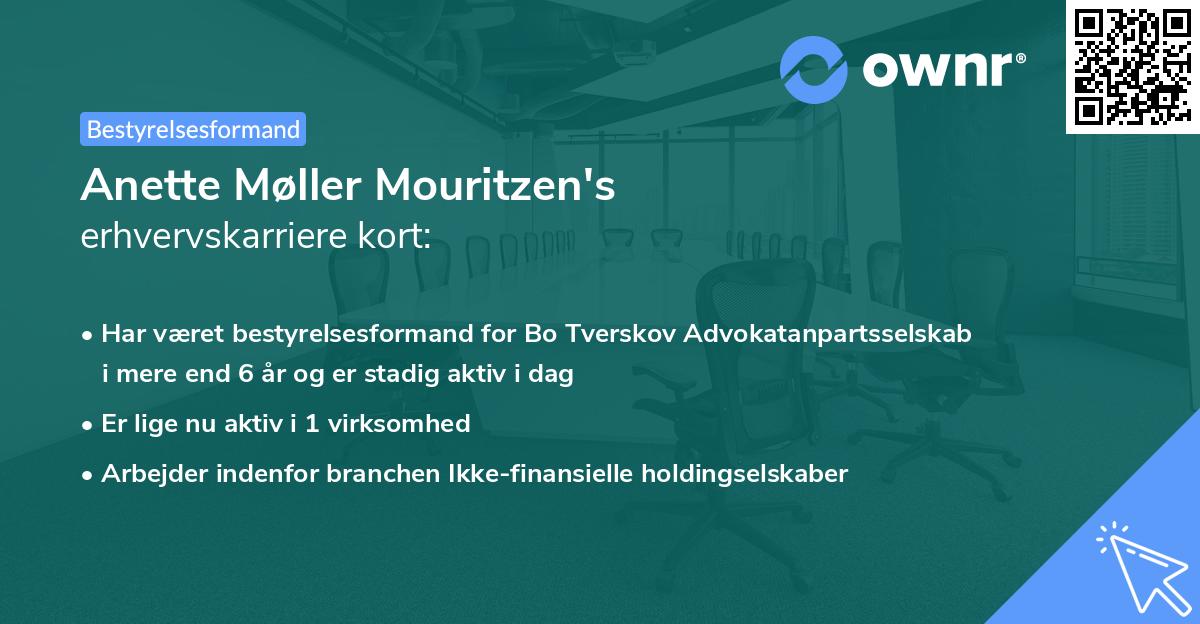 Anette Møller Mouritzen's erhvervskarriere kort