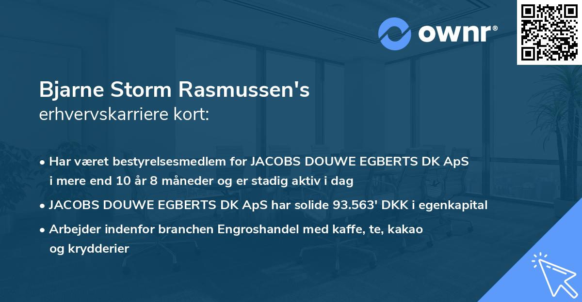 Bjarne Storm Rasmussen's erhvervskarriere kort