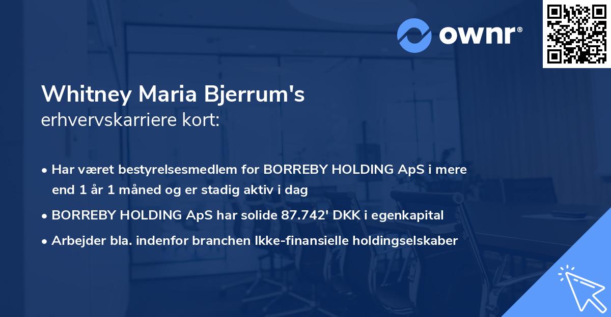 Whitney Maria Bjerrum's erhvervskarriere kort