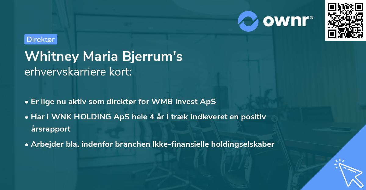 Whitney Maria Bjerrum's erhvervskarriere kort