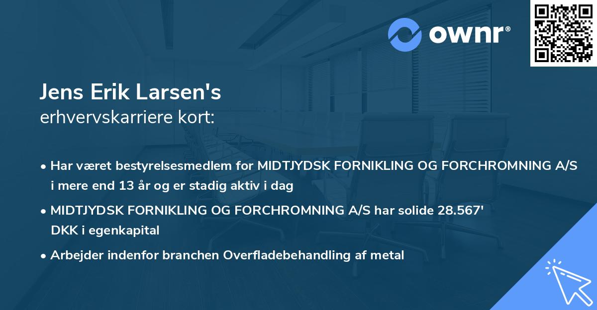 Jens Erik Larsen's erhvervskarriere kort