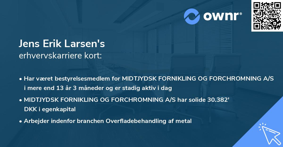 Jens Erik Larsen's erhvervskarriere kort