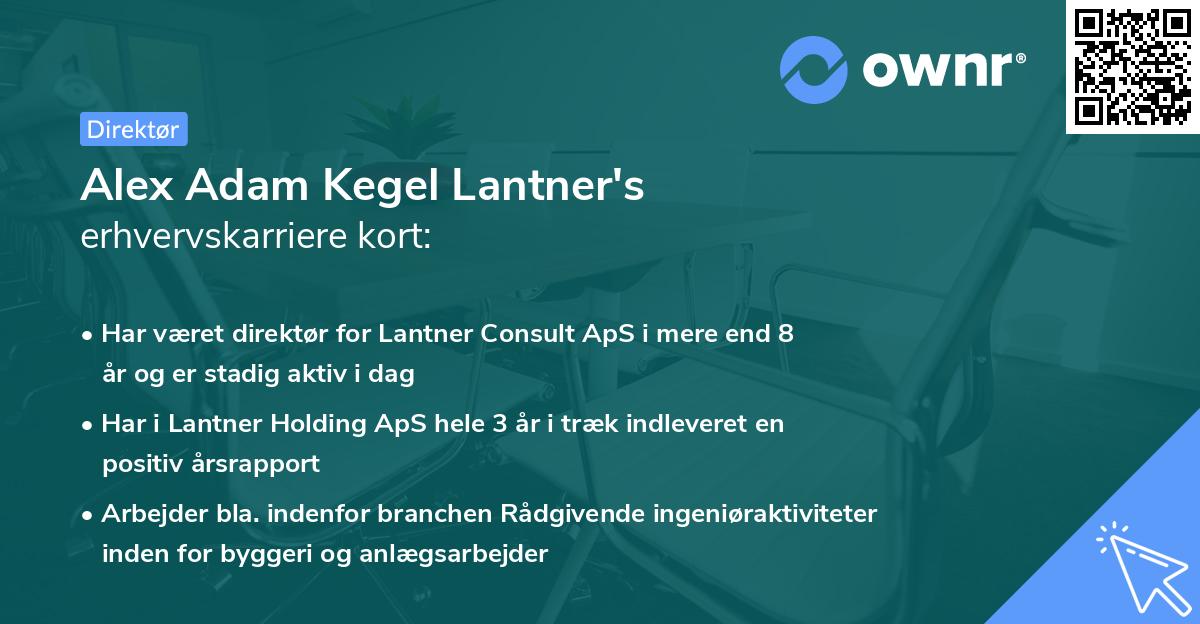 Alex Adam Kegel Lantner's erhvervskarriere kort