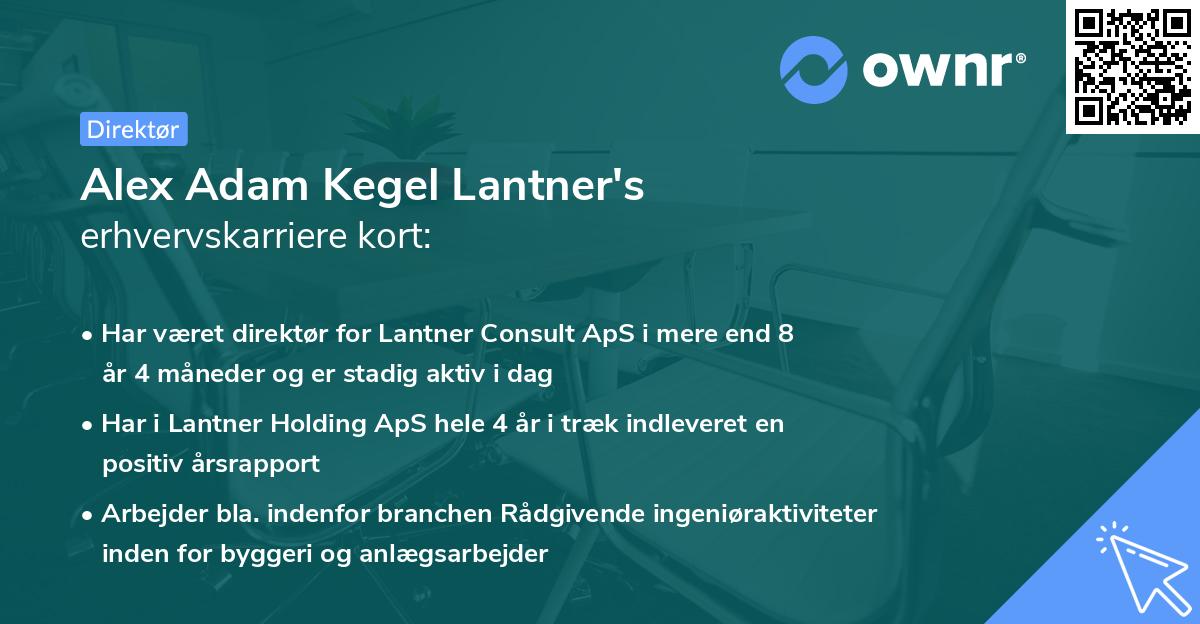 Alex Adam Kegel Lantner's erhvervskarriere kort