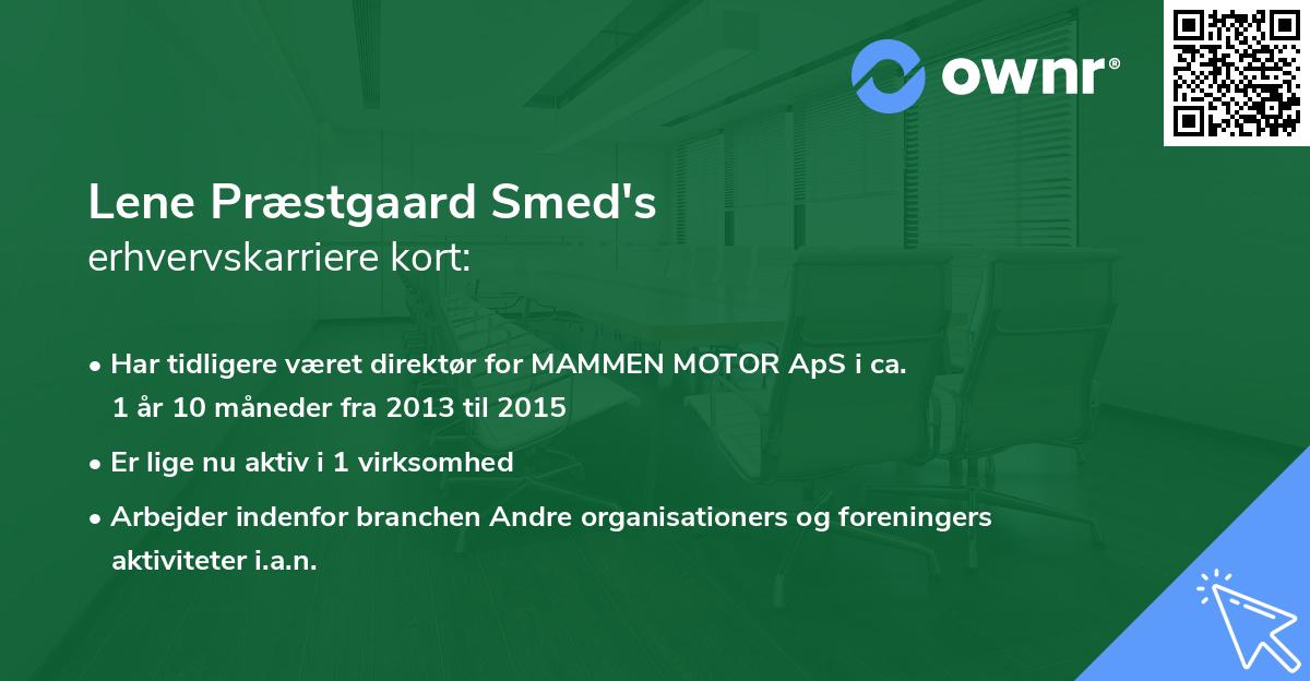 Lene Præstgaard Smed's erhvervskarriere kort