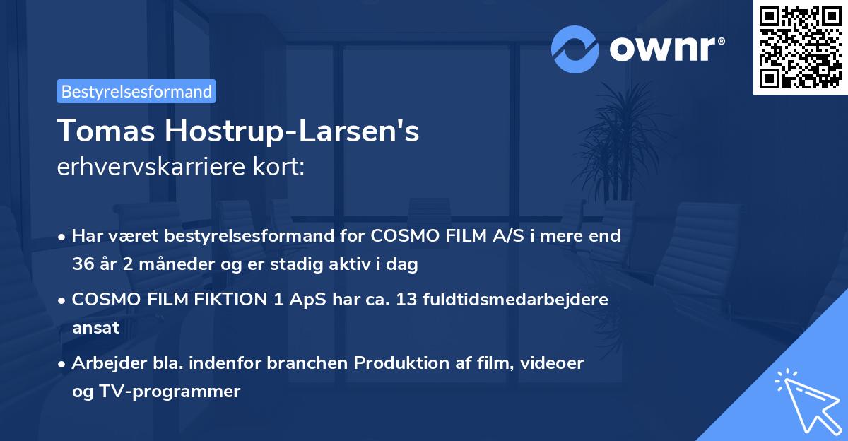 Tomas Hostrup-Larsen's erhvervskarriere kort