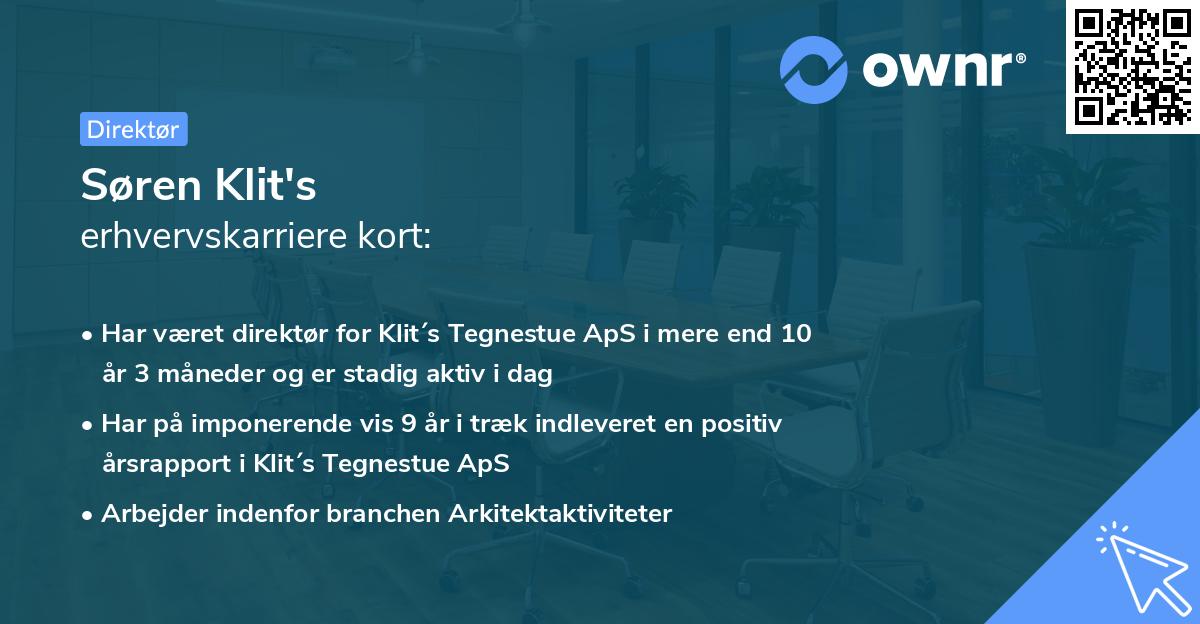 Søren Klit's erhvervskarriere kort