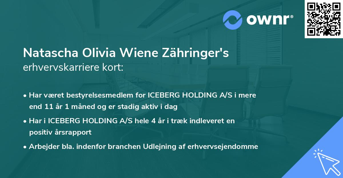 Natascha Olivia Wiene Zähringer's erhvervskarriere kort