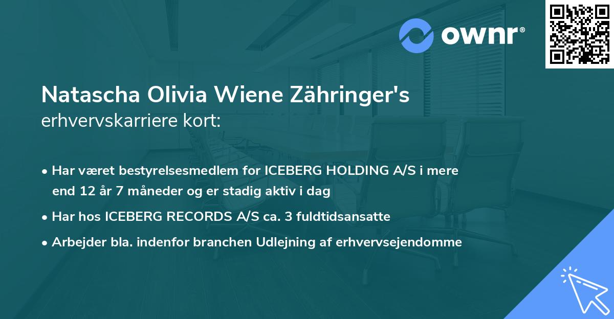 Natascha Olivia Wiene Zähringer's erhvervskarriere kort