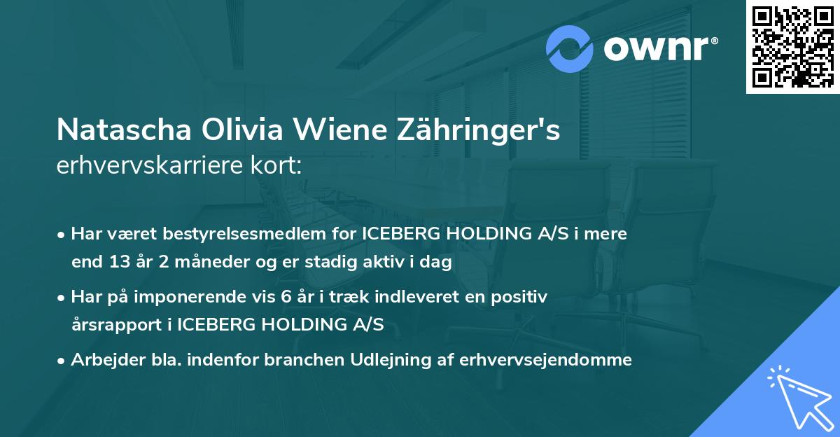 Natascha Olivia Wiene Zähringer's erhvervskarriere kort