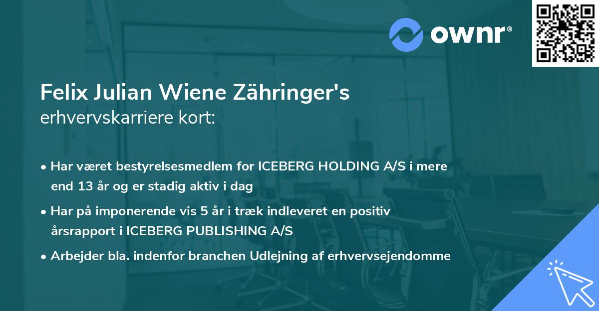 Felix Julian Wiene Zähringer's erhvervskarriere kort