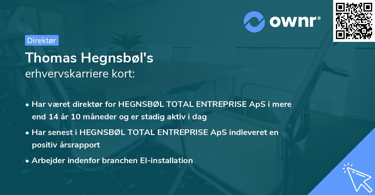 Thomas Hegnsbøl's erhvervskarriere kort