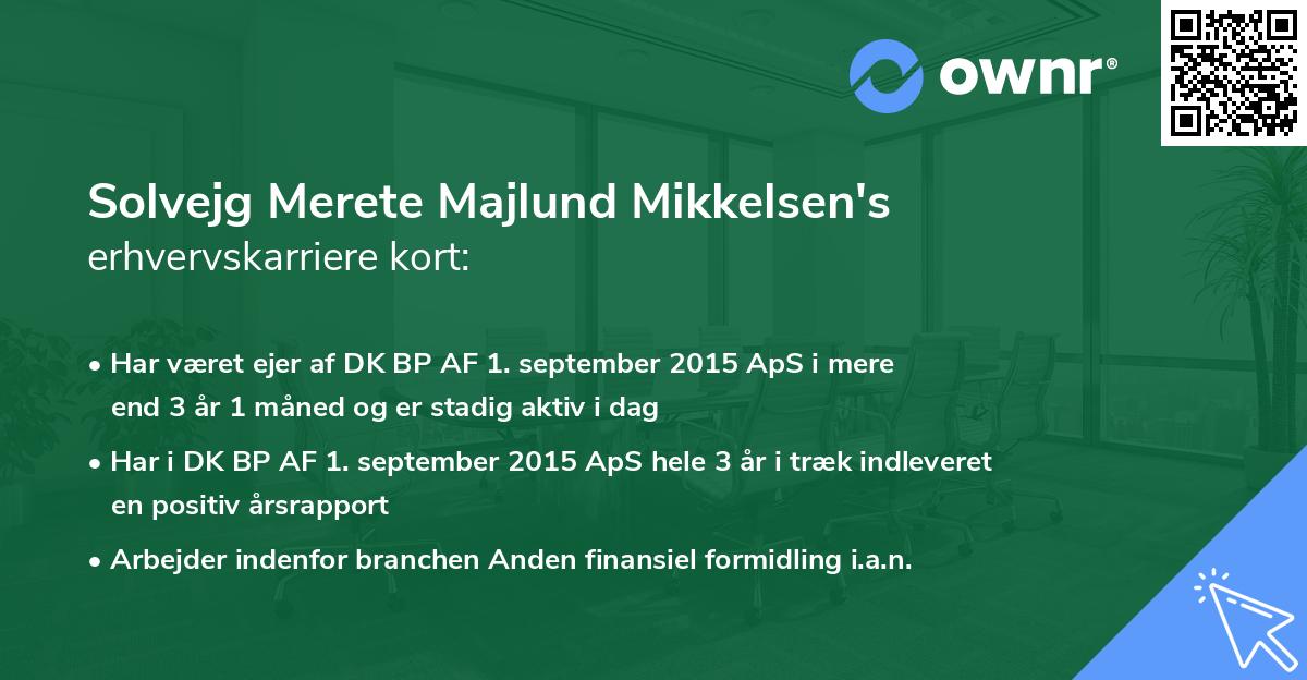 Solvejg Merete Majlund Mikkelsen's erhvervskarriere kort