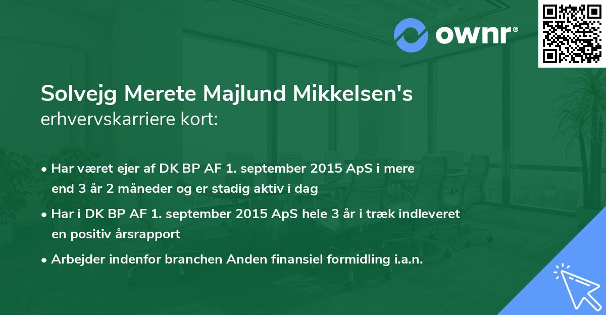 Solvejg Merete Majlund Mikkelsen's erhvervskarriere kort