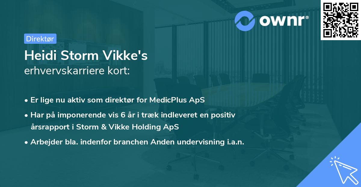 Heidi Storm Vikke's erhvervskarriere kort